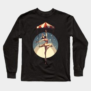 Circus girl give show on flying trapeze Long Sleeve T-Shirt